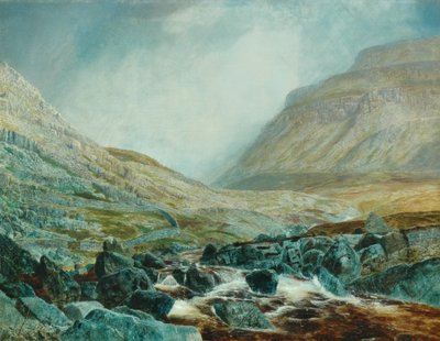 Ingleborough van onder White Scar, Yorkshire Kalksteenlagen door John Atkinson Grimshaw